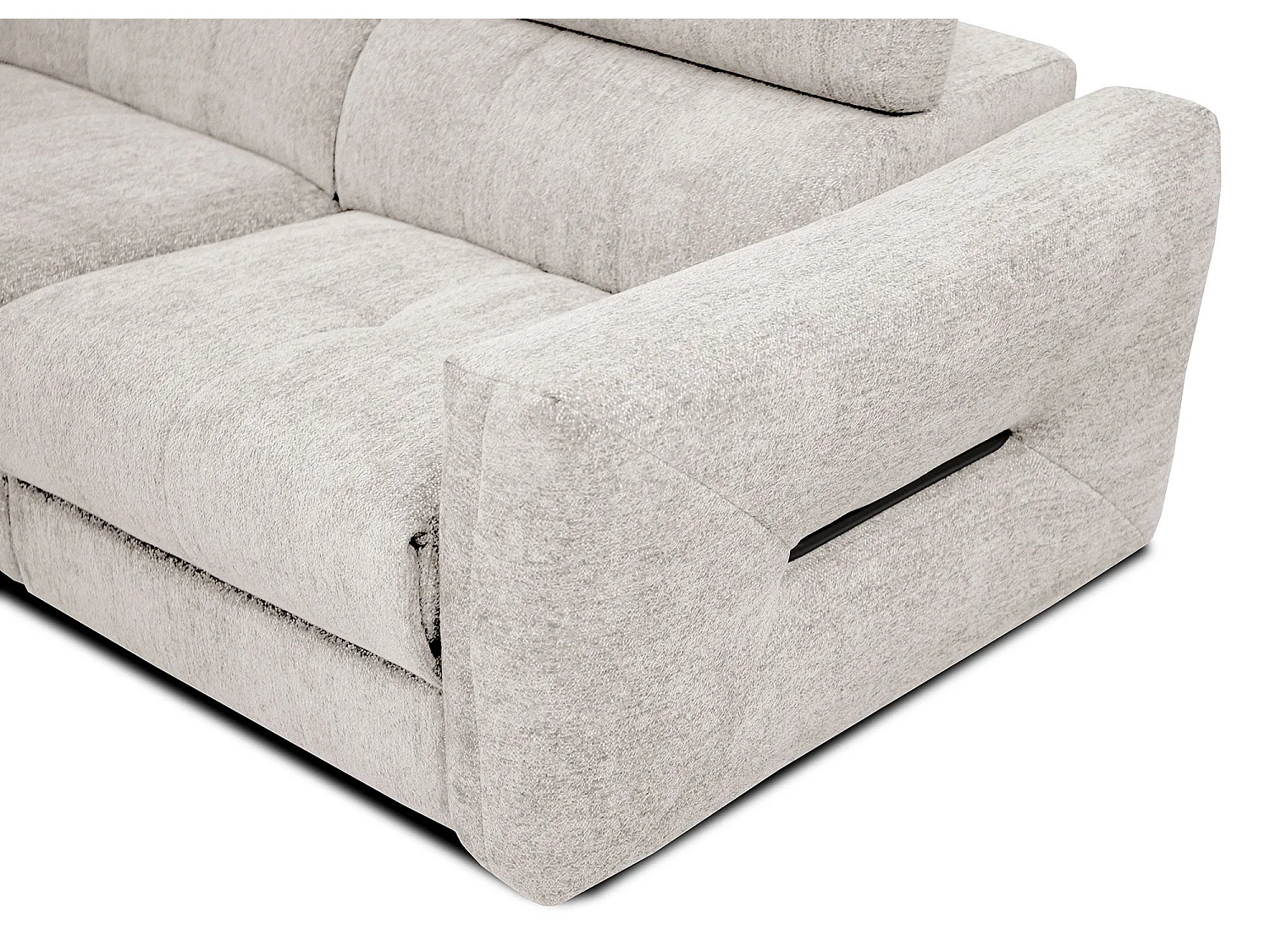 CALVERA Sofa 3-Sitzer mit 1 Relaxfunktion und verstellbare Kopfstützen, perlweiß