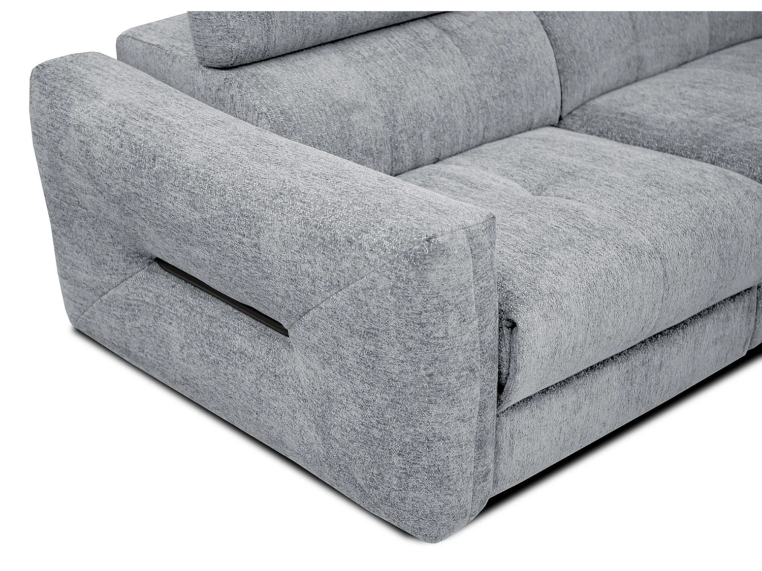 CALVERA Sofa 3-Sitzer mit 1 Relaxfunktion und verstellbare Kopfstützen, hellgrau