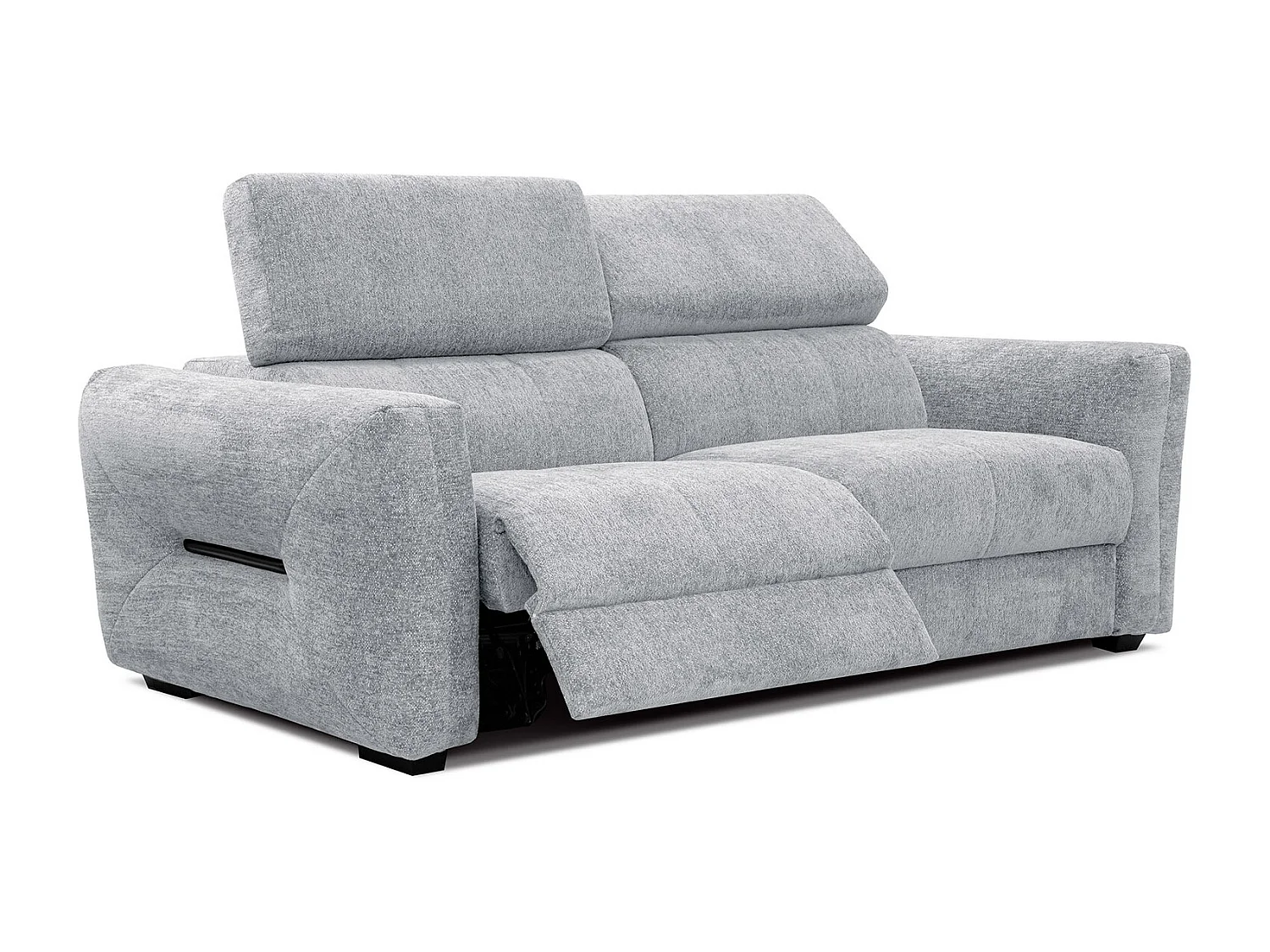 CALVERA Sofa 3-Sitzer mit 1 Relaxfunktion und verstellbare Kopfstützen, hellgrau