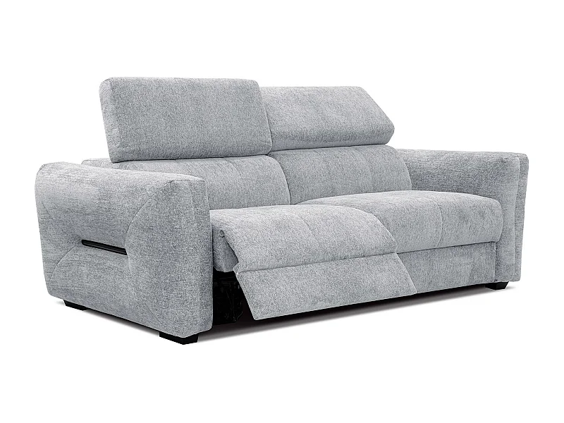 CALVERA Sofa 3-Sitzer mit 1 Relaxfunktion und verstellbare Kopfstützen, hellgrau