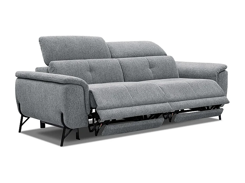 AVENA Sofa 3-Sitzer mit 2 Relaxfunktionen und verstellbare Kopfstützen, grau