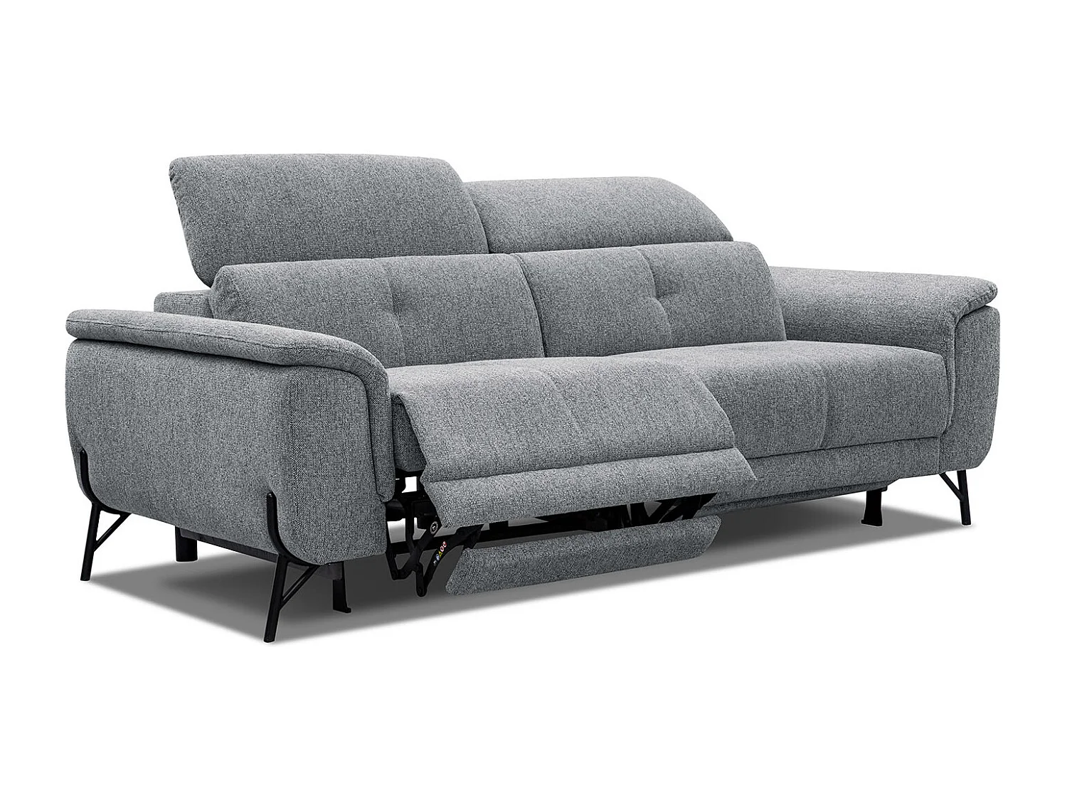 AVENA Sofa 3-Sitzer mit 2 Relaxfunktionen und verstellbare Kopfstützen, grau