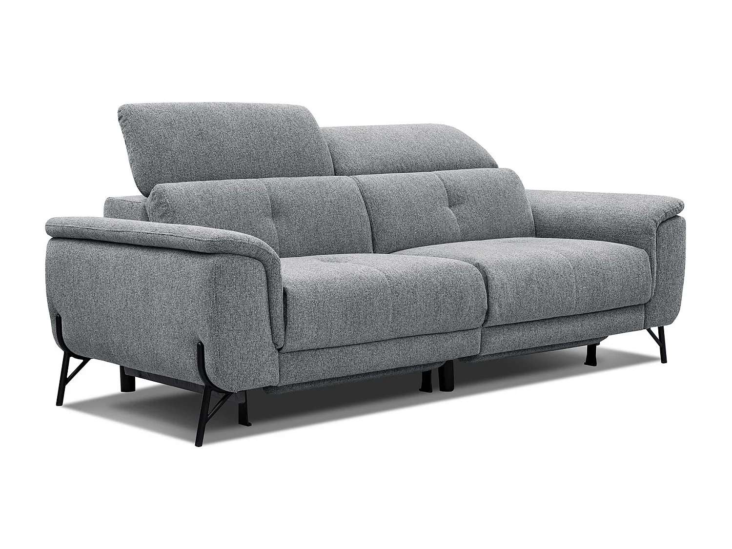 AVENA Sofa 3-Sitzer mit 2 Relaxfunktionen und verstellbare Kopfstützen, grau