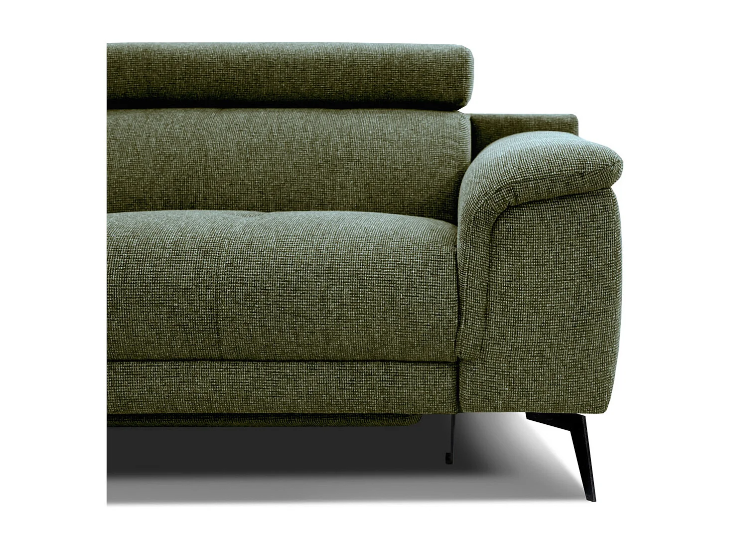 FIERO Sofa 3-Sitzer mit 1 Relaxfunktion und verstellbare Kopfstützen, olive