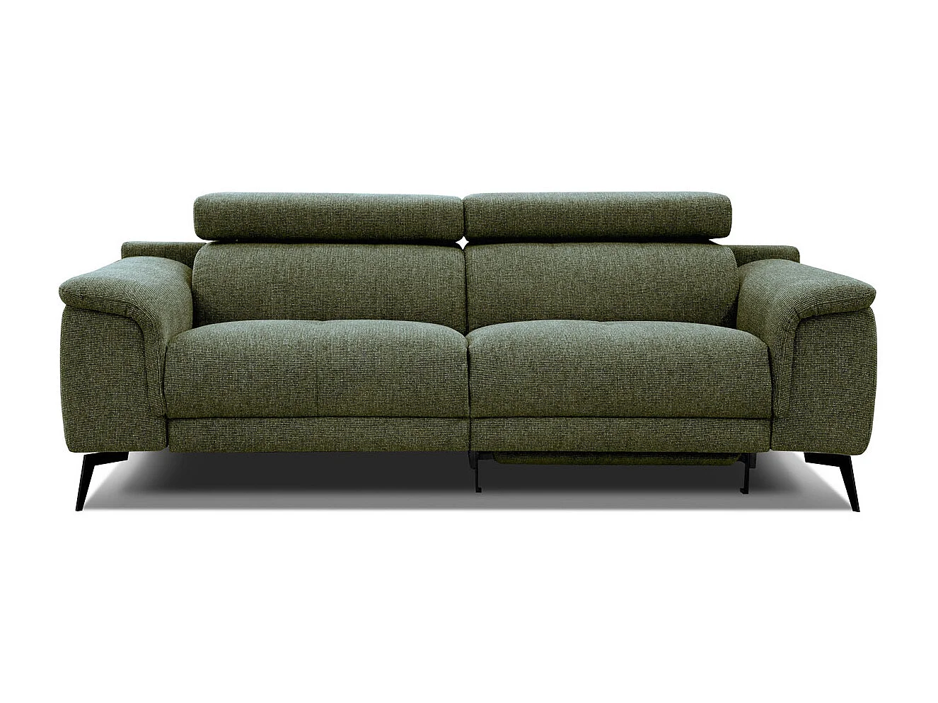 FIERO Sofa 3-Sitzer mit 1 Relaxfunktion und verstellbare Kopfstützen, olive