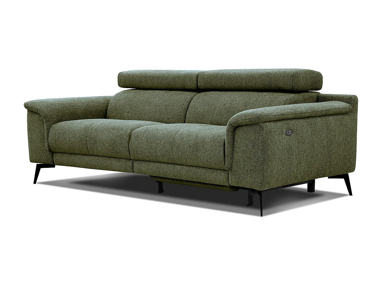 FIERO Sofa 3-Sitzer mit 1 Relaxfunktion und verstellbare Kopfstützen, olive