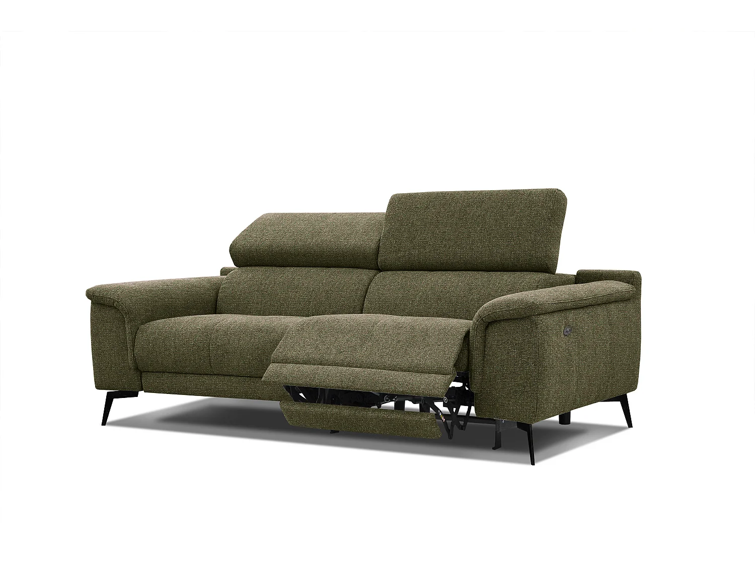 Canapé droit Fiero 3 places avec un relax électrique côté droit tissu vert