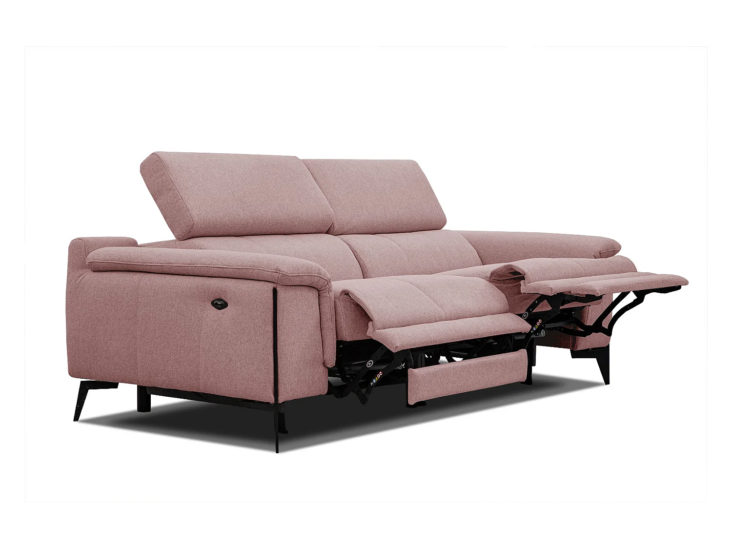 Canapé droit 3 places avec 2 relax électriques tissu rouge - Matera