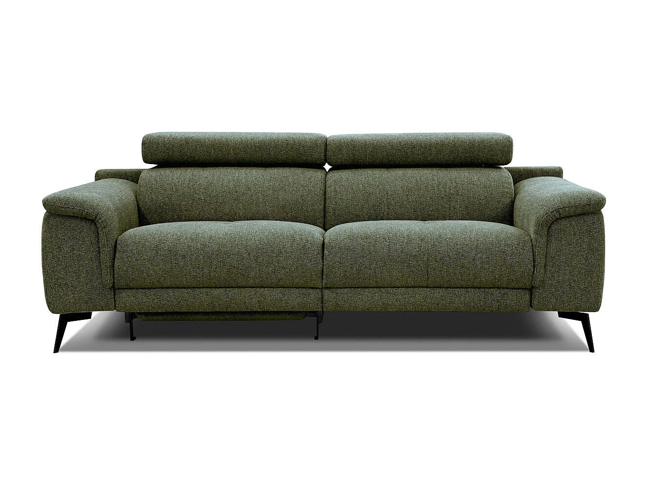 FIERO Sofa 3-Sitzer mit 1 Relaxfunktion und verstellbare Kopfstützen, olive