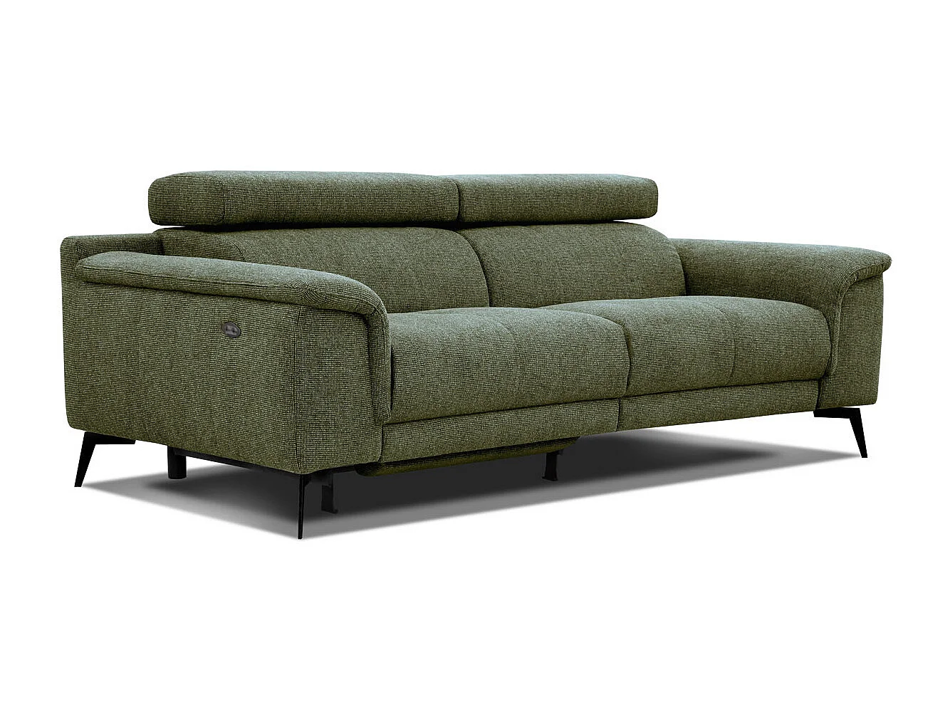 FIERO Sofa 3-Sitzer mit 1 Relaxfunktion und verstellbare Kopfstützen, olive