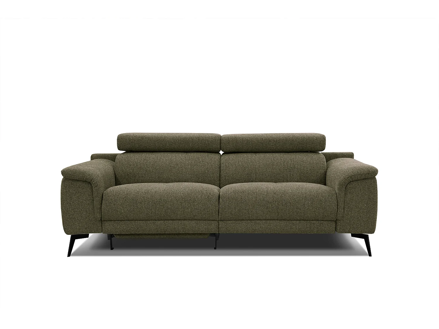 FIERO Sofa 3-Sitzer mit 1 Relaxfunktion und verstellbare Kopfstützen, olive