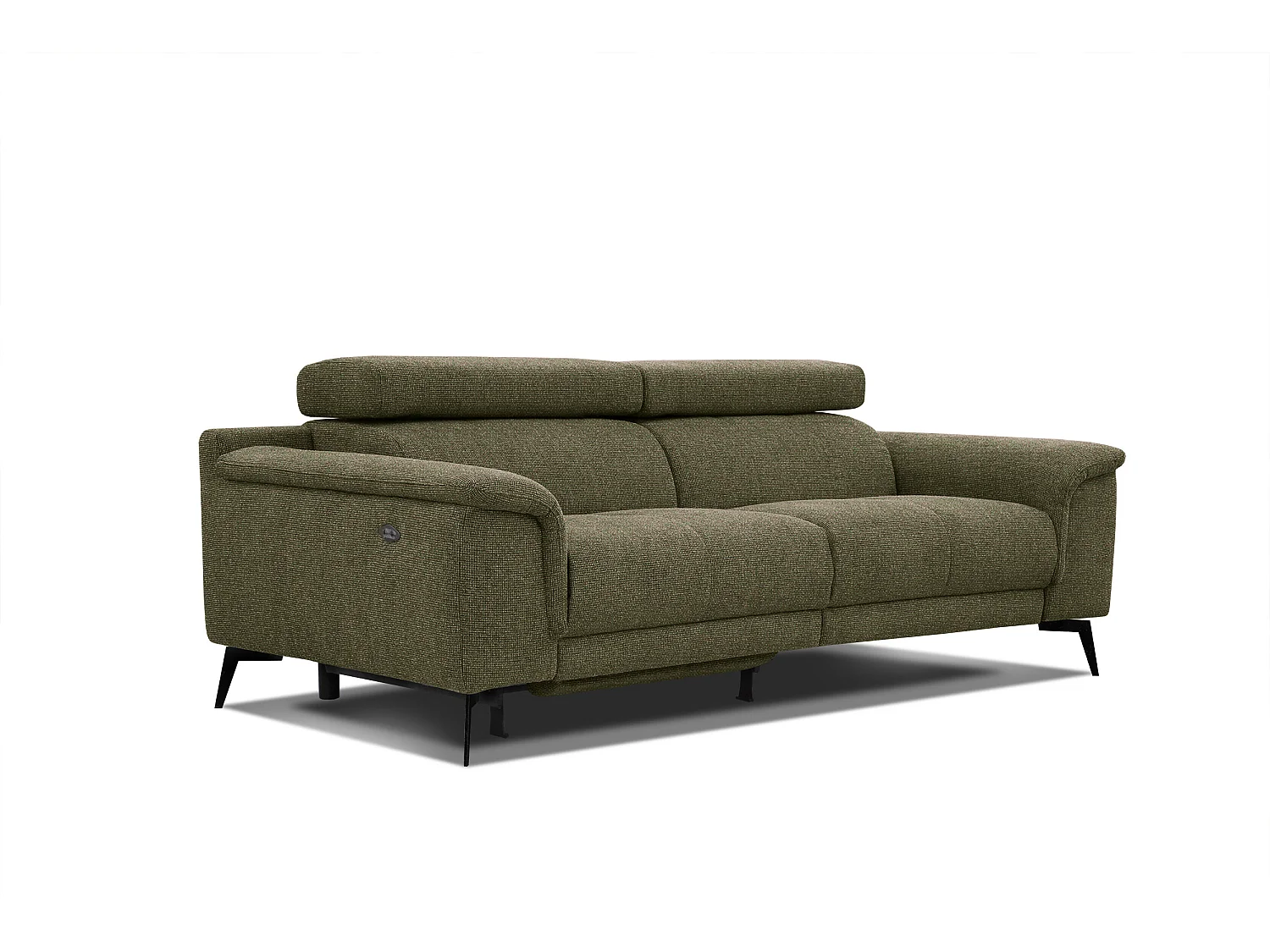 FIERO Sofa 3-Sitzer mit 1 Relaxfunktion und verstellbare Kopfstützen, olive