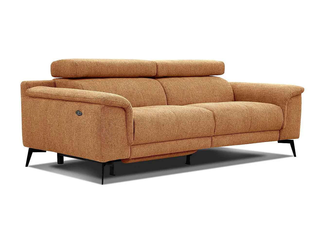Canapé droit Fiero 3 places avec un relax électrique côté gauche tissu orange