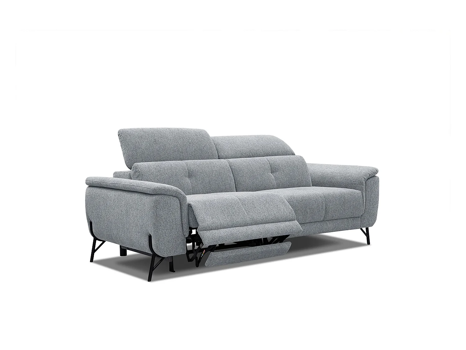 Canapé 3 places avec un relax électrique à gauche tissu gris clair - AVENA