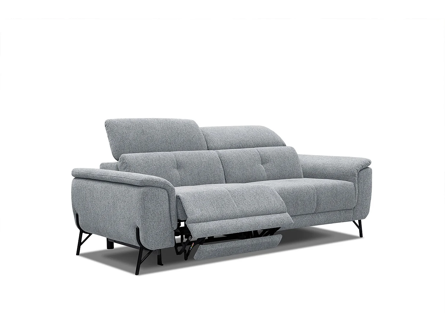AVENA Sofa 3-Sitzer mit 1 Relaxfunktion und verstellbare Kopfstützen, silbergrau