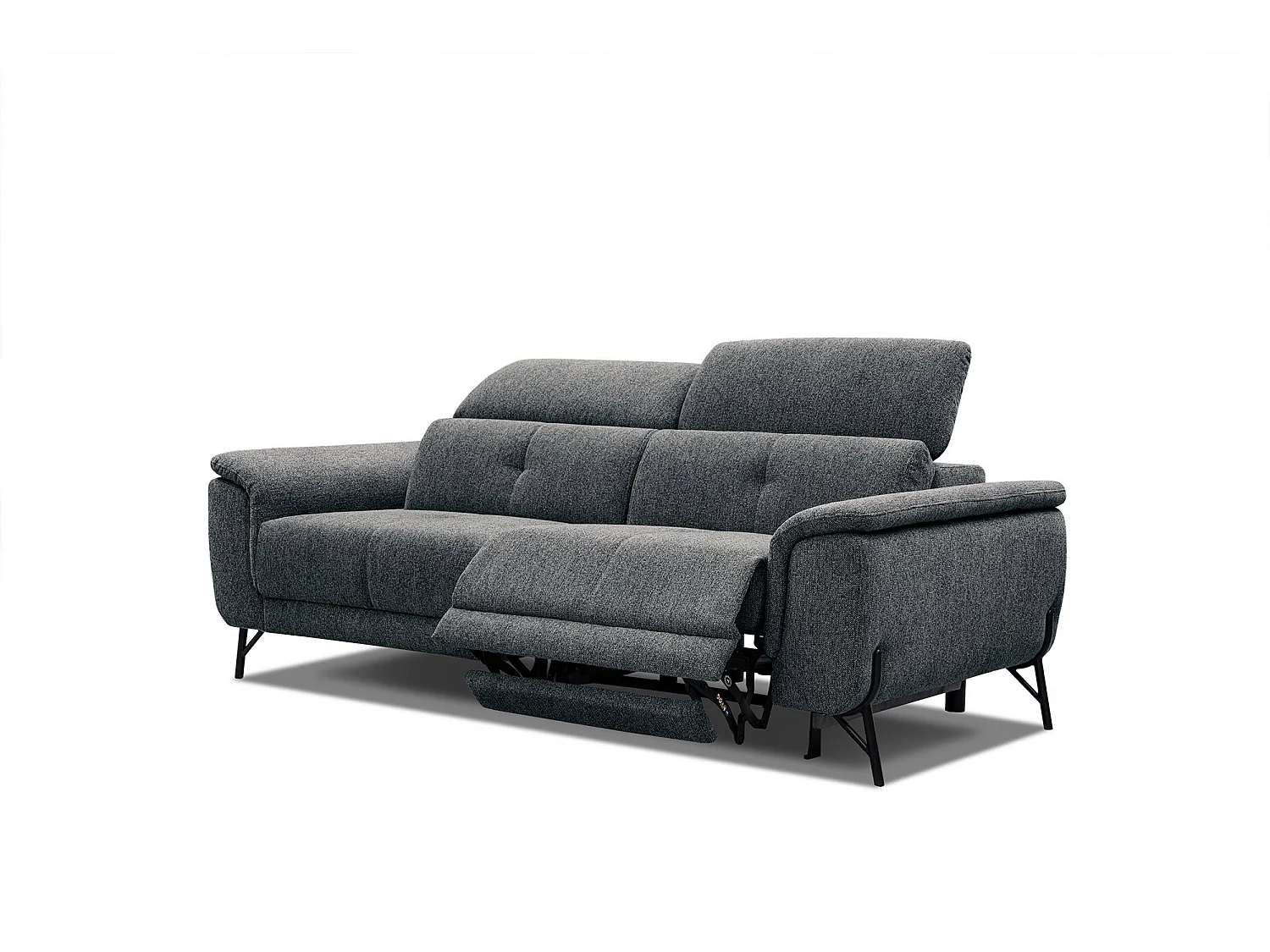AVENA Sofa 3-Sitzer mit 1 Relaxfunktion und verstellbare Kopfstützen, dunkelgrau