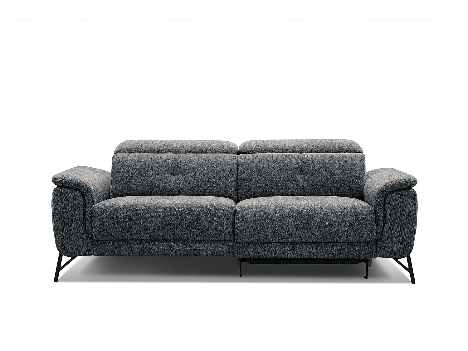 AVENA Sofa 3-Sitzer mit 1 Relaxfunktion und verstellbare Kopfstützen, dunkelgrau