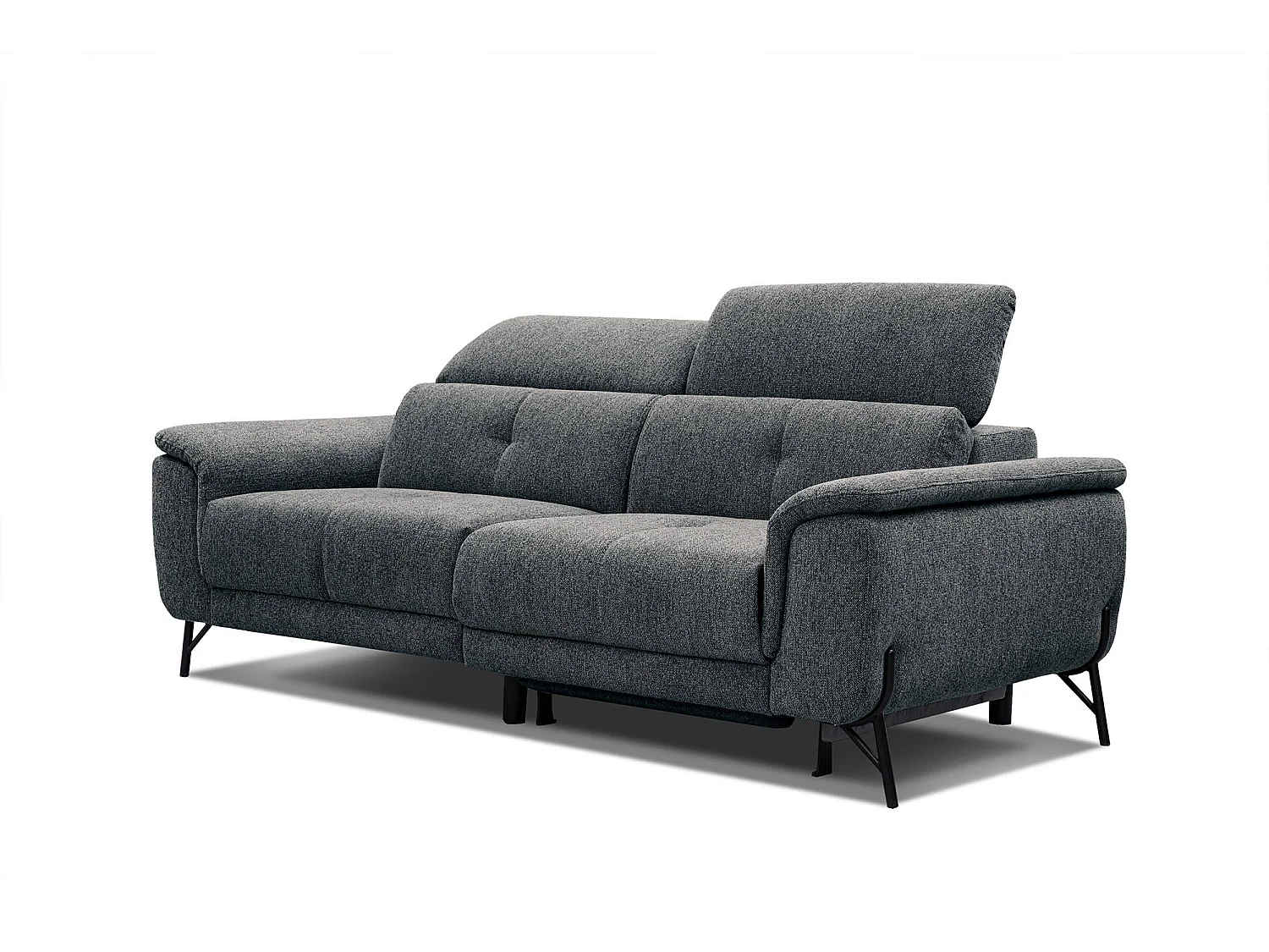 AVENA Sofa 3-Sitzer mit 1 Relaxfunktion und verstellbare Kopfstützen, dunkelgrau