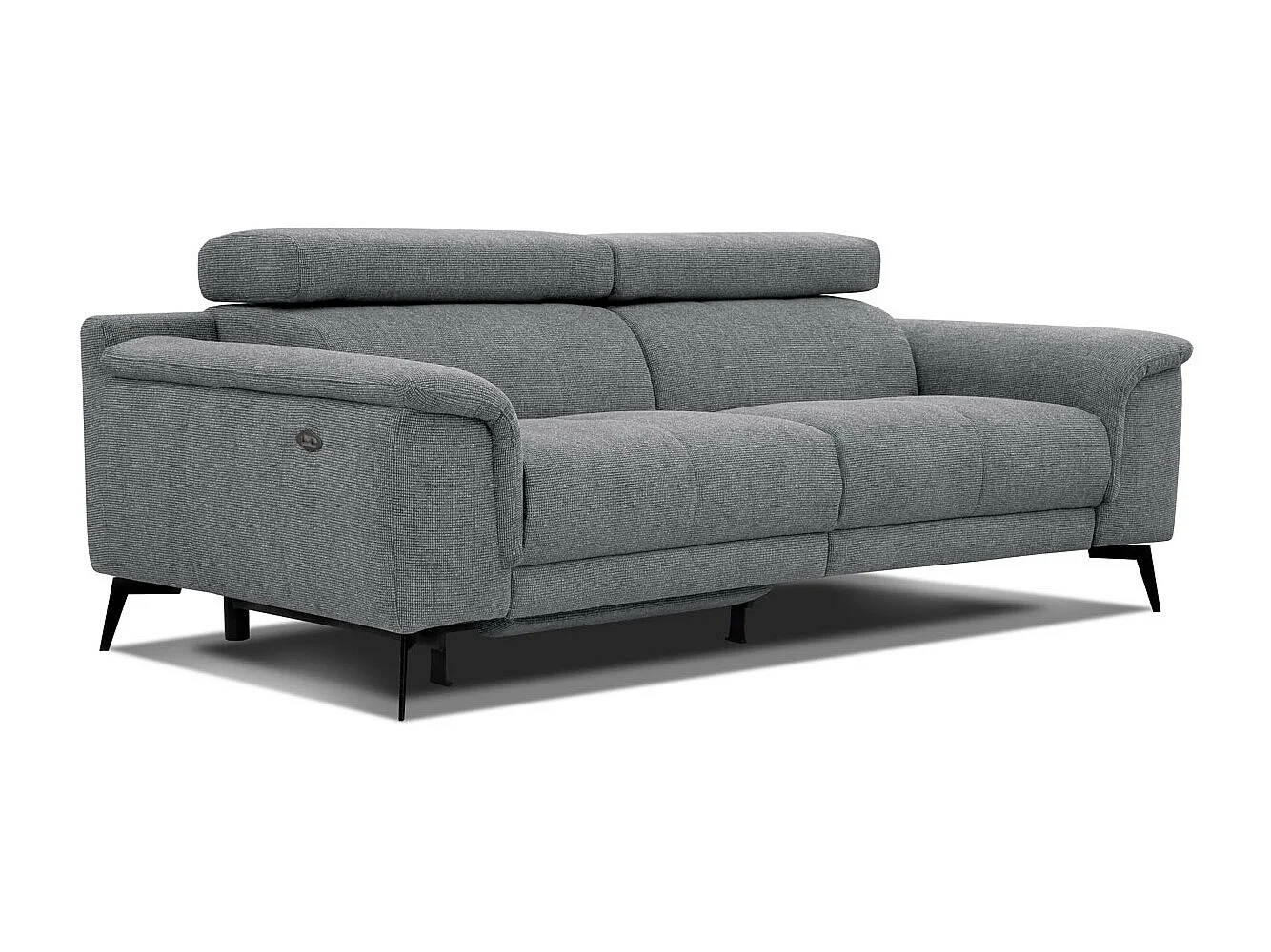 FIERO Sofa 3-Sitzer mit 1 Relaxfunktion und verstellbare Kopfstützen, grau