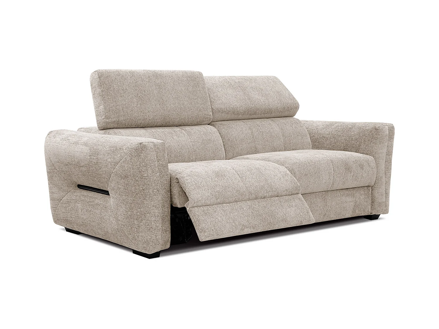 Canapé droit Calvera 3 places avec un relax électrique cote gauche tissu beige