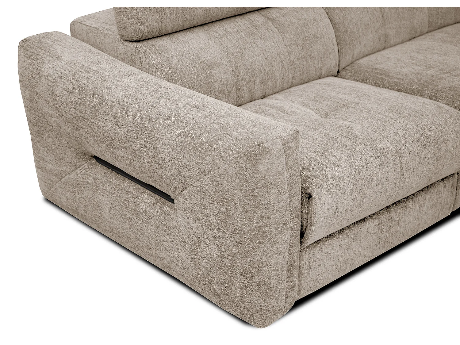 CALVERA Sofa 3-Sitzer mit 1 Relaxfunktion und verstellbare Kopfstützen, ecru