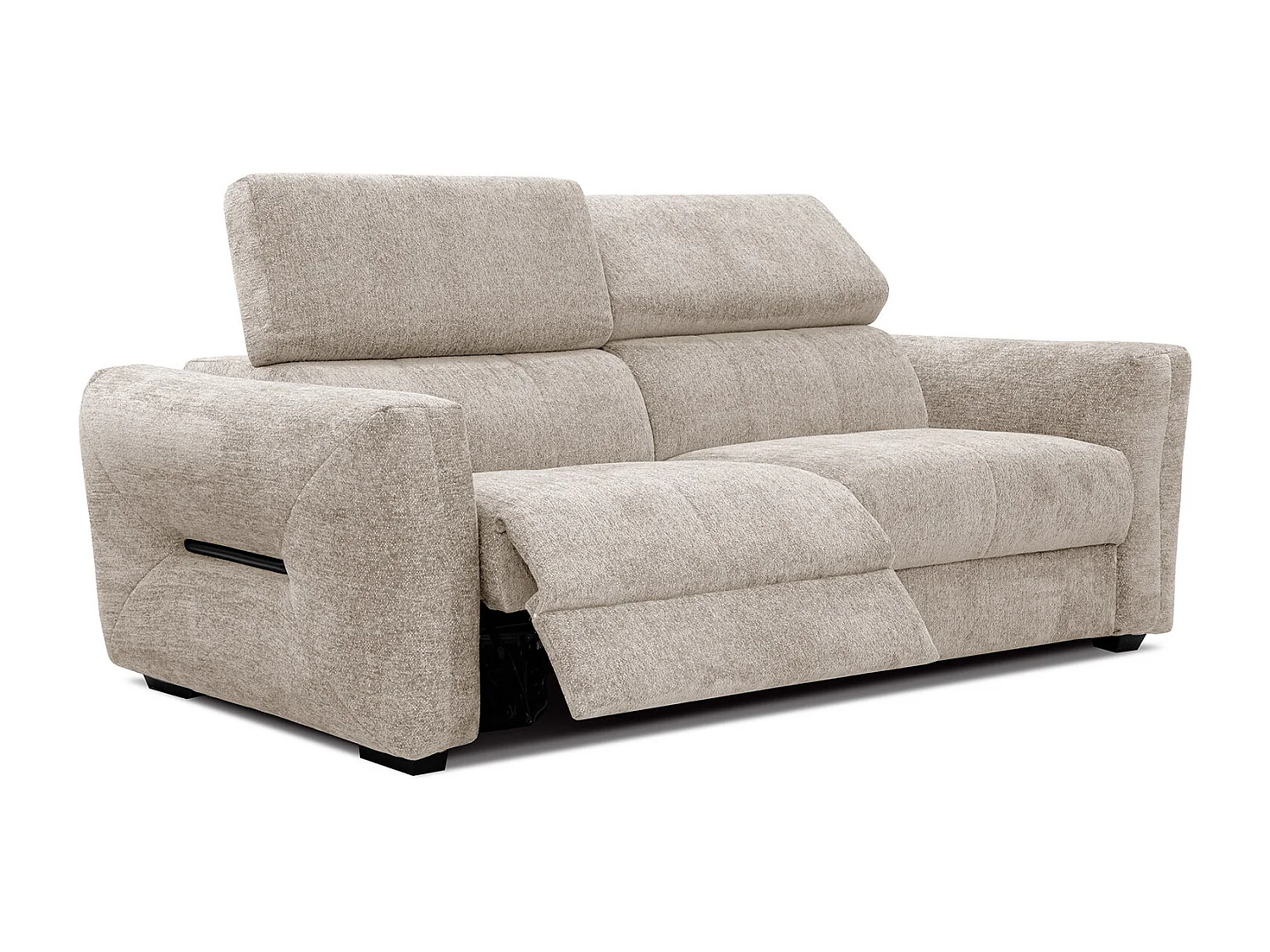 CALVERA Sofa 3-Sitzer mit 1 Relaxfunktion und verstellbare Kopfstützen, ecru