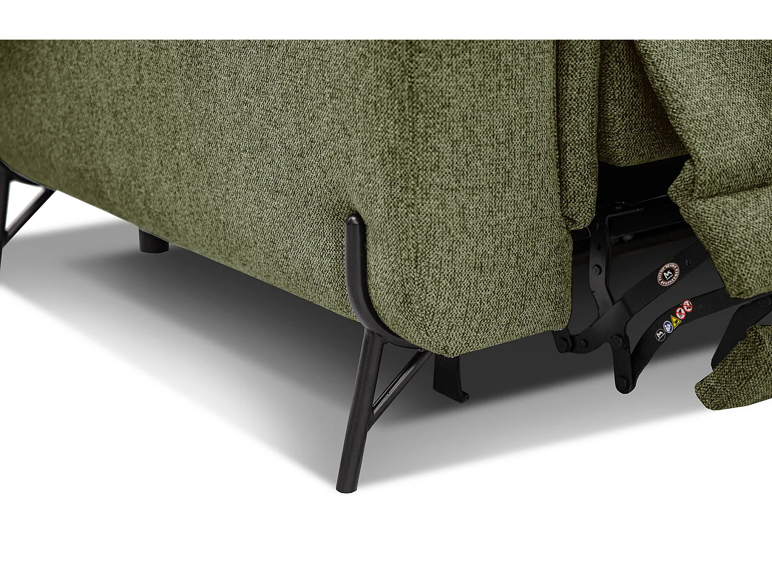 Canapé droit 3 places avec 2 relax électriques tissu vert - AVENA