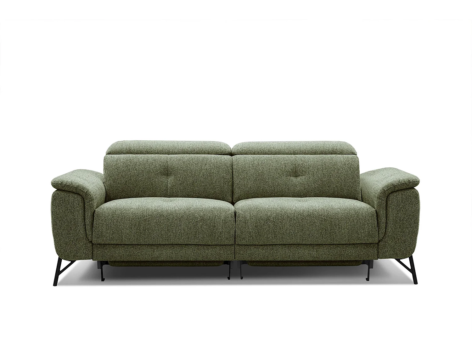 Canapé droit 3 places avec 2 relax électriques tissu vert - AVENA