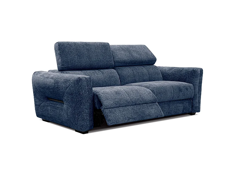 CALVERA Sofa 3-Sitzer mit 1 Relaxfunktion und verstellbare Kopfstützen, dunkelblau