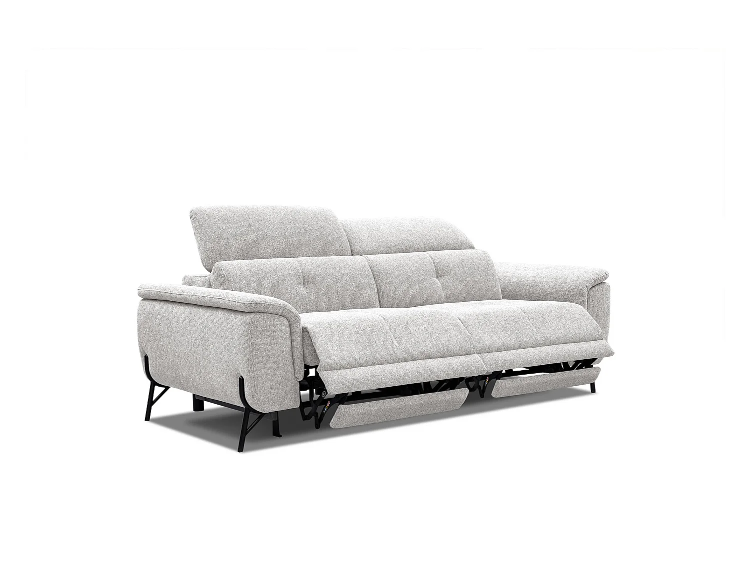 Canapé droit 3 places avec 2 relax électriques tissu beige clair - AVENA