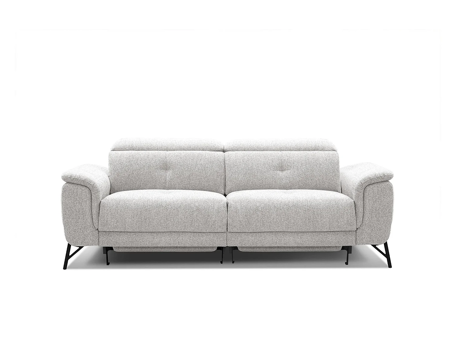 Canapé droit 3 places avec 2 relax électriques tissu beige clair - AVENA