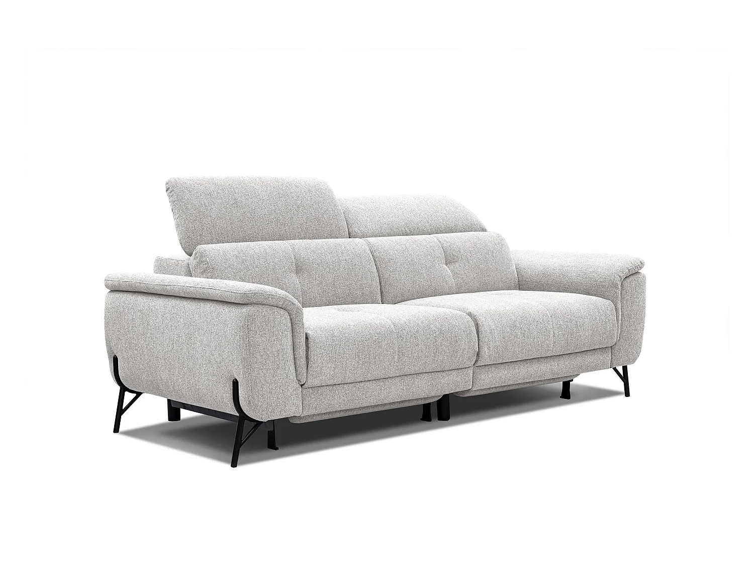 Canapé droit 3 places avec 2 relax électriques tissu beige clair - AVENA