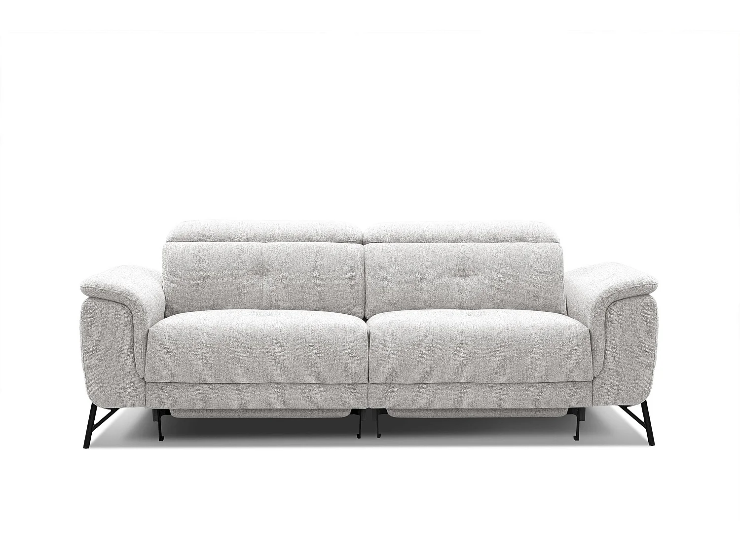 Canapé droit 3 places avec 2 relax électriques tissu beige clair - AVENA