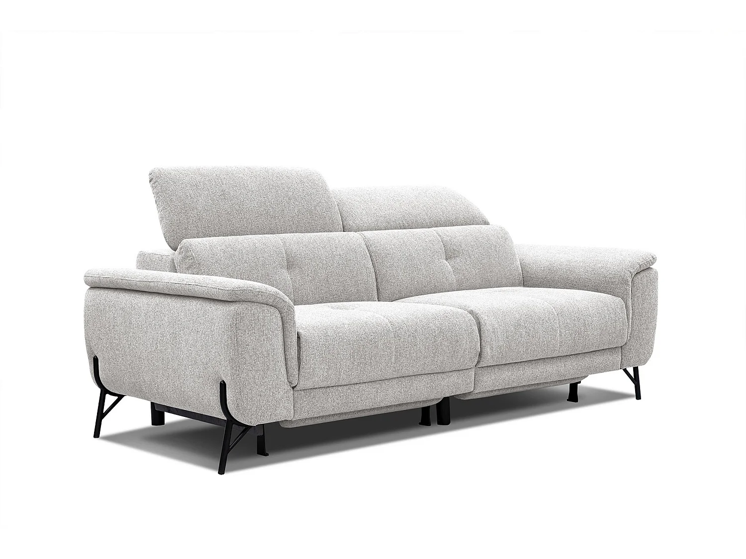 Canapé droit 3 places avec 2 relax électriques tissu beige clair - AVENA