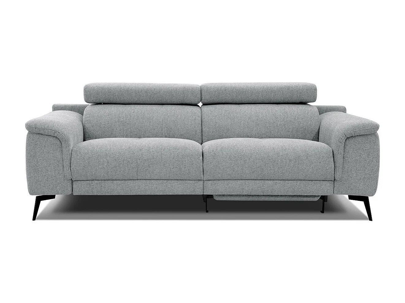 FIERO Sofa 3-Sitzer mit 1 Relaxfunktion und verstellbare Kopfstützen, silbergrau
