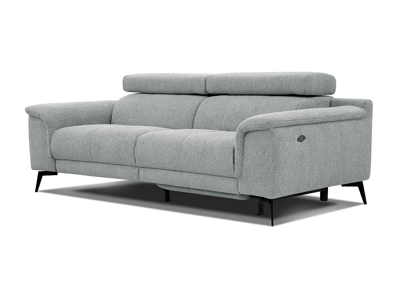 Canapé droit Fiero 3 places avec un relax électrique côté droit tissu gris clair