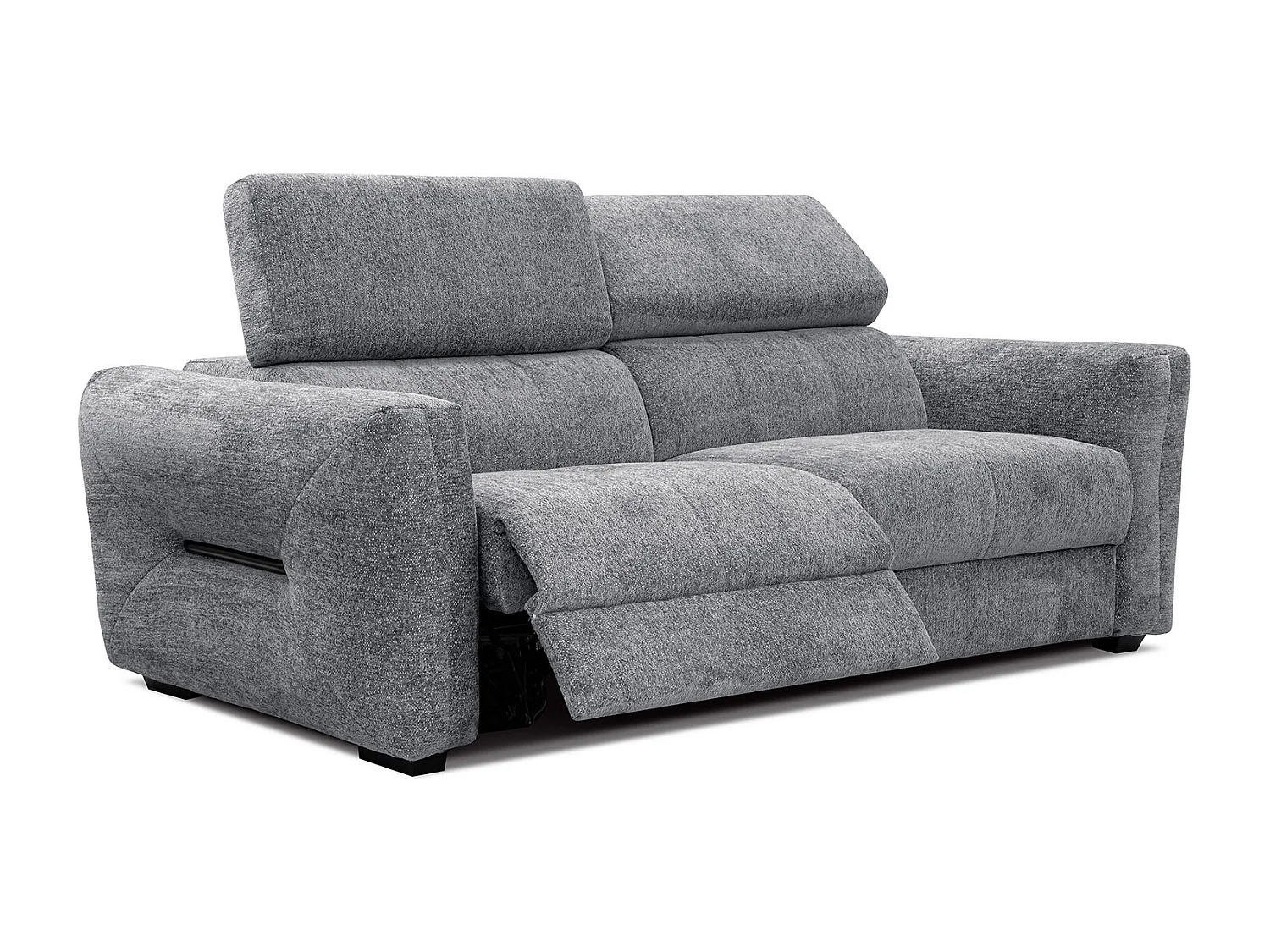 CALVERA Sofa 3-Sitzer mit 1 Relaxfunktion und verstellbare Kopfstützen, grau