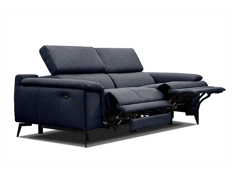 MATERA Sofa 3-Sitzer mit 2 Relaxfunktionen und verstellbare Kopfstützen, marineblau