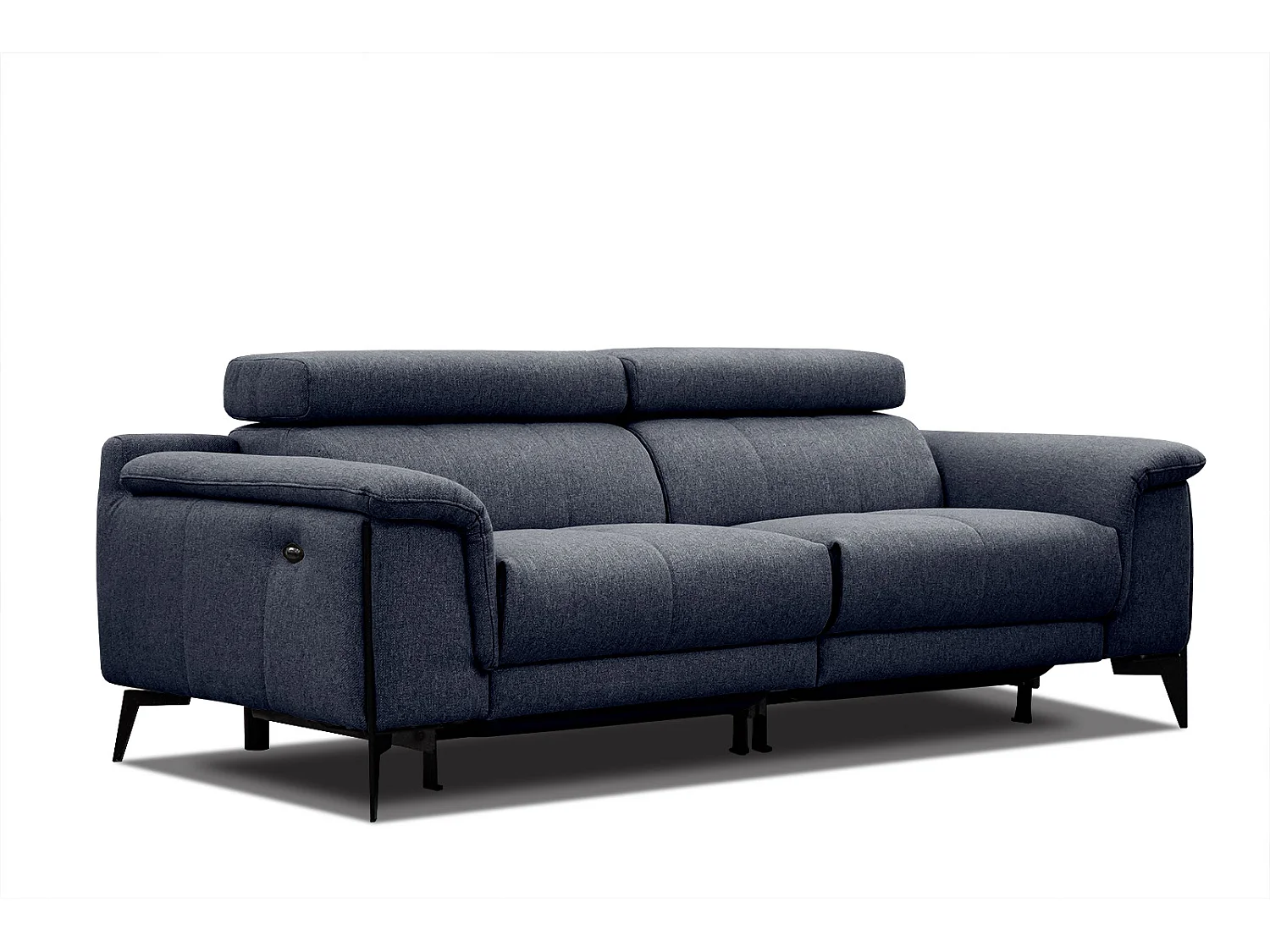 Canapé droit 3 places avec 2 relax électriques tissu bleu -Matera