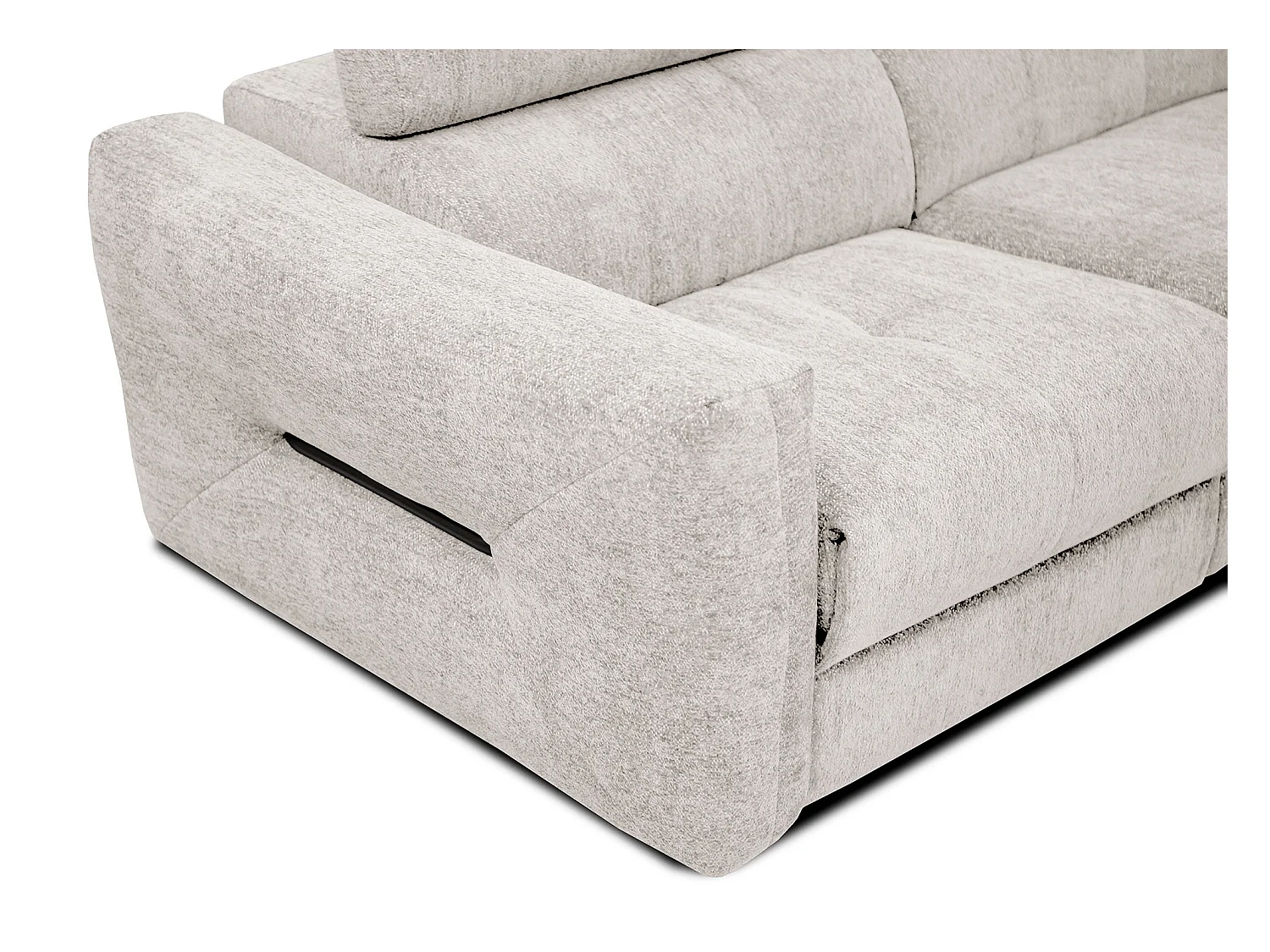 CALVERA Sofa 3-Sitzer mit 1 Relaxfunktion und verstellbare Kopfstützen, perlweiß