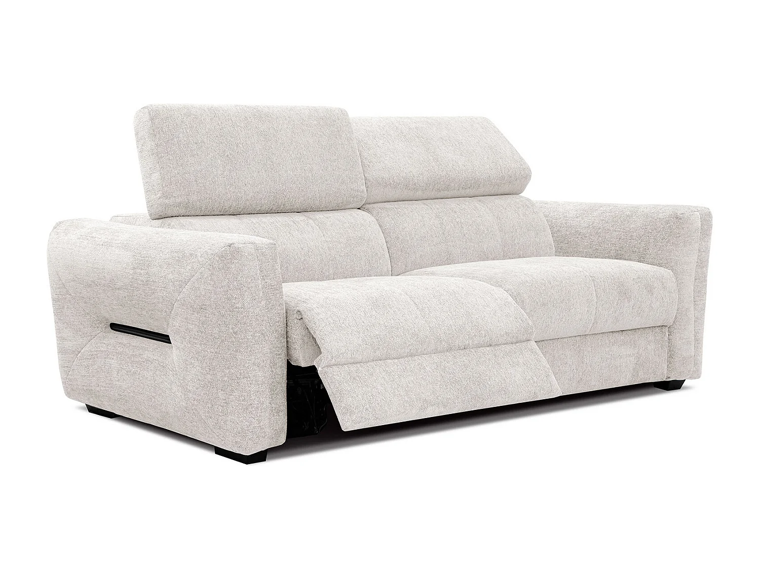 CALVERA Sofa 3-Sitzer mit 1 Relaxfunktion und verstellbare Kopfstützen, perlweiß