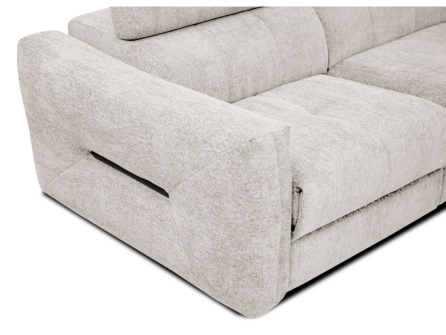 CALVERA Sofa 3-Sitzer mit 1 Relaxfunktion und verstellbare Kopfstützen, perlweiß