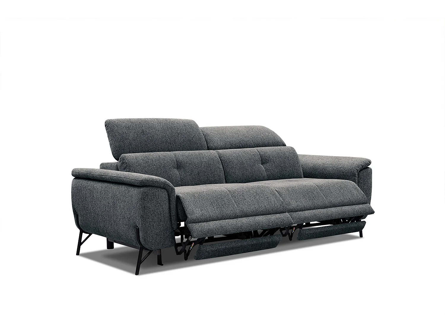 AVENA Sofa 3-Sitzer mit 2 Relaxfunktionen und verstellbare Kopfstützen, dunkelgrau