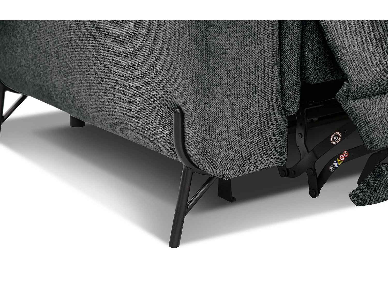 Canapé droit 3 places avec 2 relax électriques tissu gris foncé - AVENA