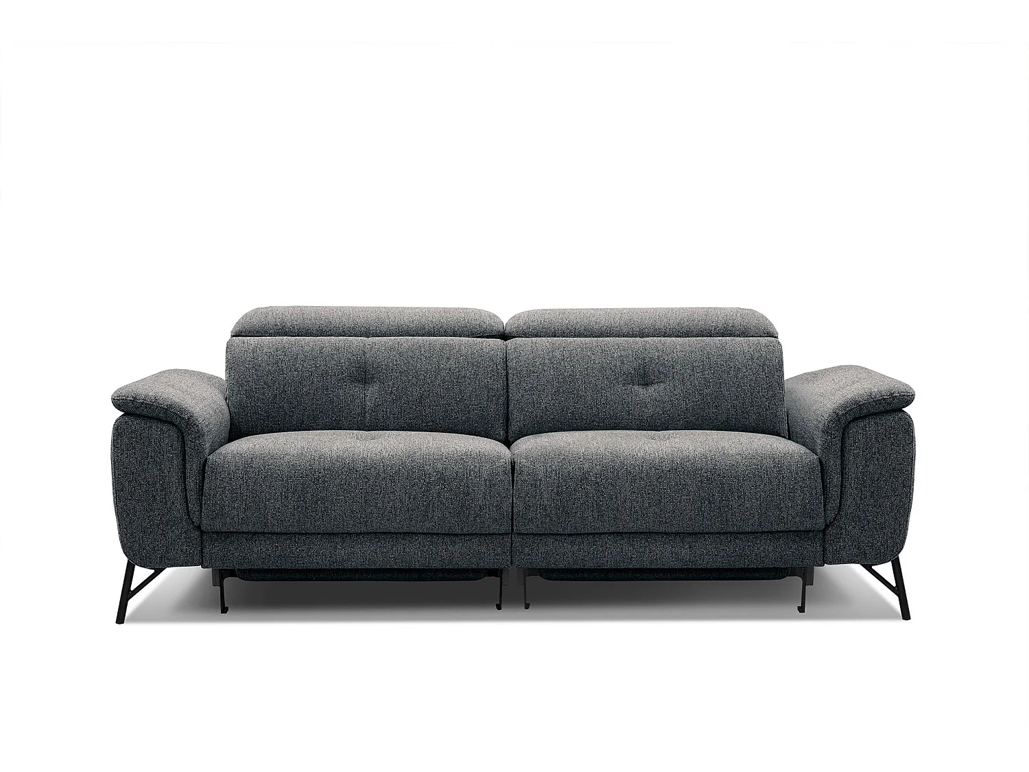 Canapé droit 3 places avec 2 relax électriques tissu gris foncé - AVENA