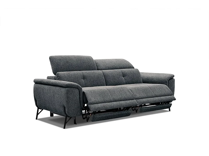 AVENA Sofa 3-Sitzer mit 2 Relaxfunktionen und verstellbare Kopfstützen, dunkelgrau