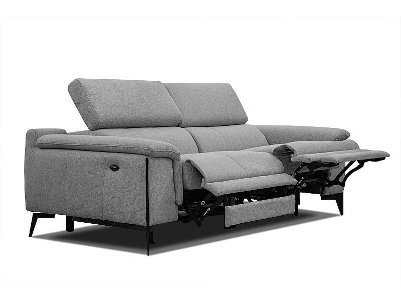 MATERA Sofa 3-Sitzer mit 2 Relaxfunktionen und verstellbare Kopfstützen, grau