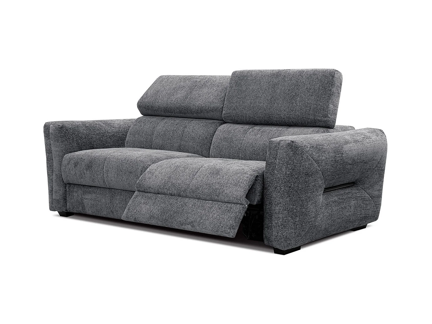 Canapé droit Calvera 3 places avec relax électrique à droit tissu gris foncé
