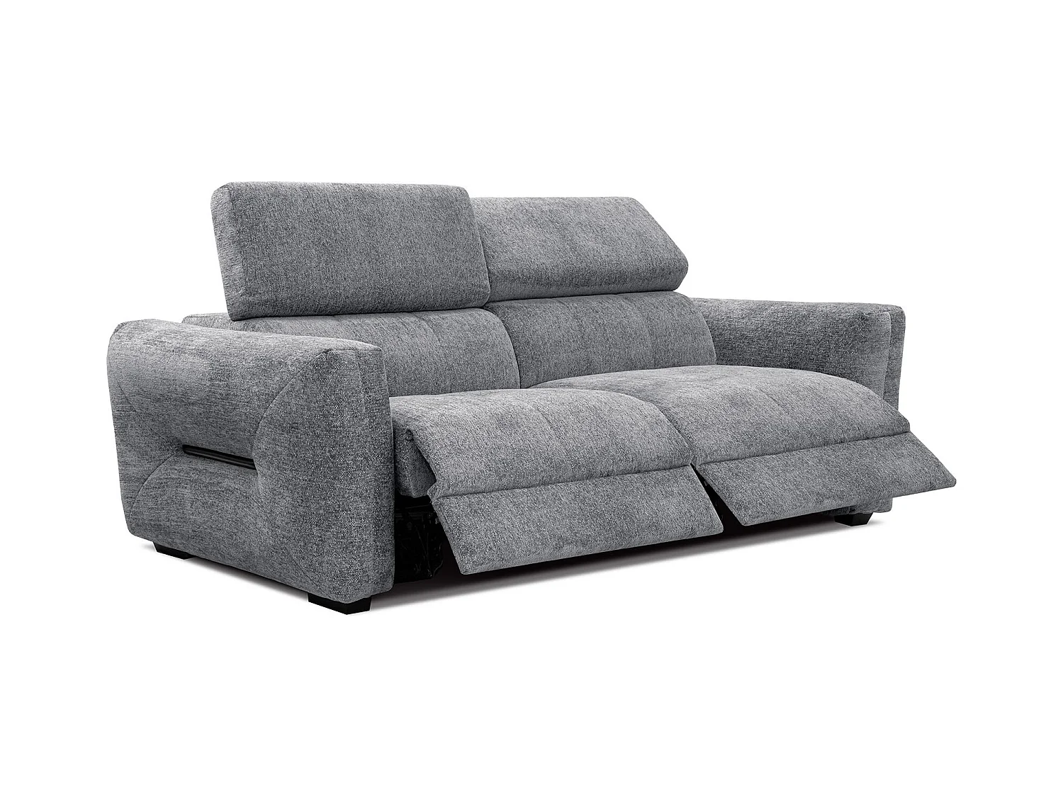 Canapé droit Calvera 3 places avec 2 relax électriques tissu gris moyen
