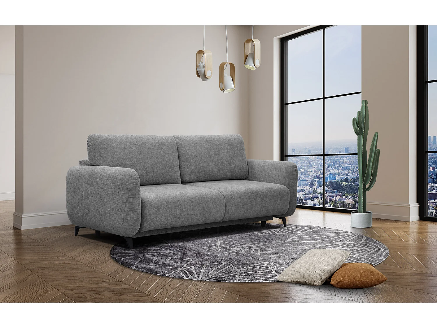 DRAKE Sofa 3-Sitzer mit Schlaffunktion, grau